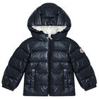 Navy Blue Logo Puffer Jacket, 1, hi-res